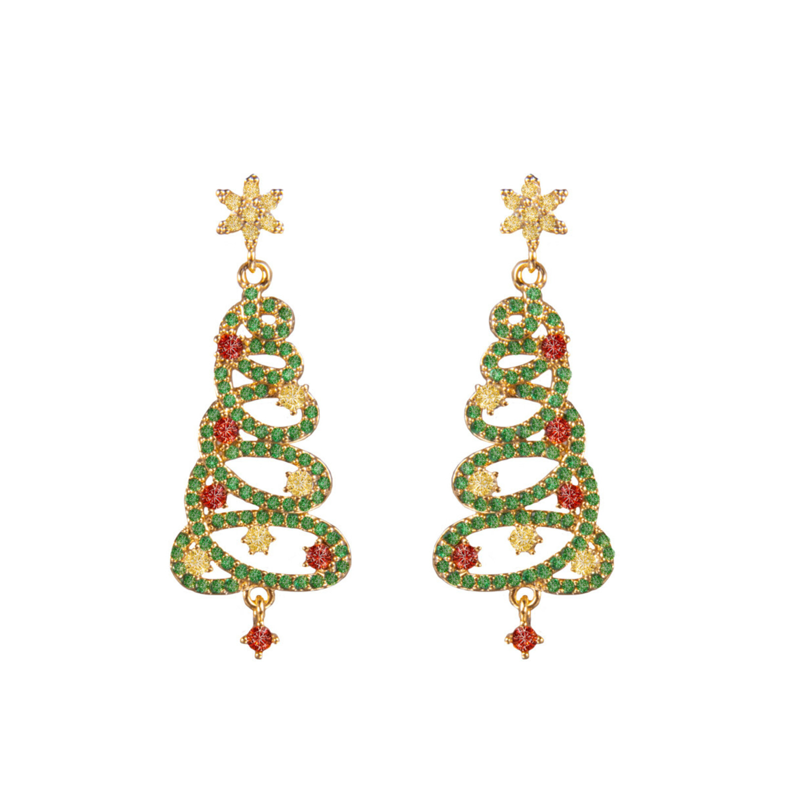 Amanda Blu GOLD SPIRAL CHRISTMAS TREE WITH STAR EARRINGS   59219 loading=
