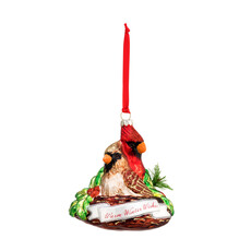 Demdaco Blown Glass Cardinal Nest Ornament  2020210025