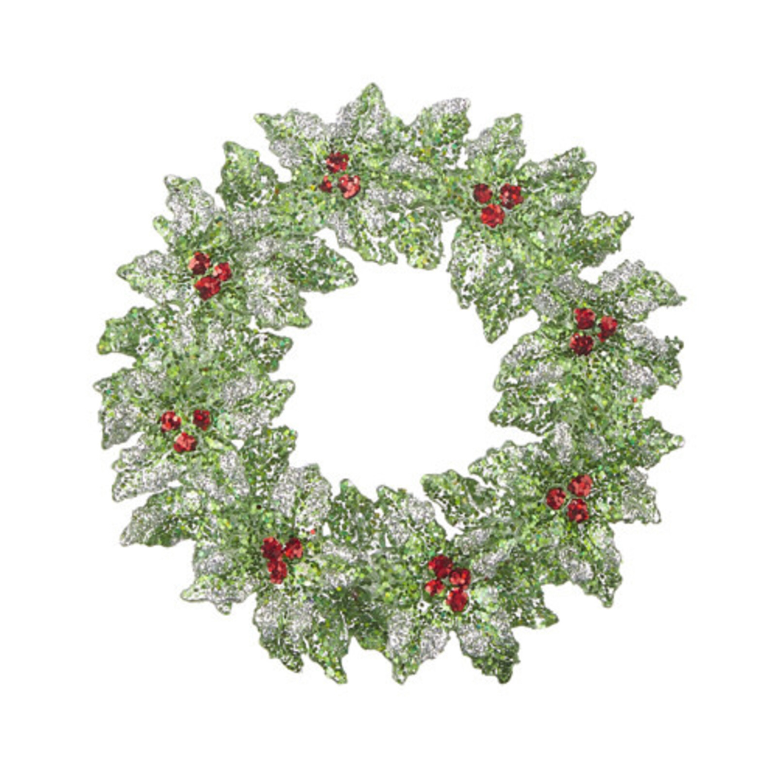 RAZ Imports Inc. 5.25" GLITTERED HOLLY WREATH ORNAMENT   2914114 loading=