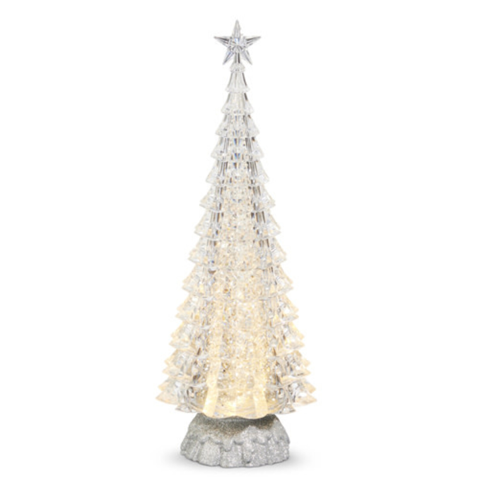 RAZ Imports Inc. 15" SILVER LIGHTED TREE WITH SWIRLING GLITTER   4419293 loading=