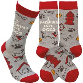 Primitives by Kathy I Freaking Love Dogs Socks  113729