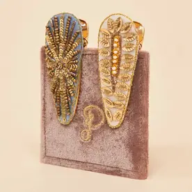 Powder Jewelled Hair Clips (Set of 2) - Wheatgrass & Starburst   JEW36