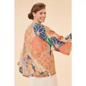 Powder 70s Kaleidoscope Floral Kimono Jacket in Coconut   PKJ48