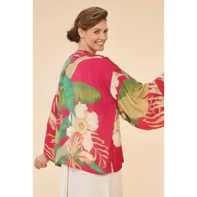 Powder Delicate Tropical Kimono Jacket in Dark Rose   PKJ41