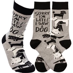 Primitives by Kathy Sorry I'm Late I Saw A Dog Socks     113092
