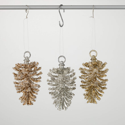 Sullivans GLITTERED PINECONE ORNAMENT   OR10974