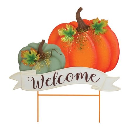 Regal Art & Gift Gilded Welcome Pumpkin Stake    13751