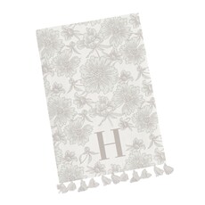 Mary Square Initial Floral Tea Towel with Tassels