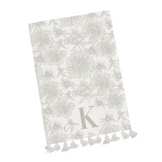 Mary Square Initial Floral Tea Towel with Tassels