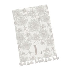 Mary Square Initial Floral Tea Towel with Tassels