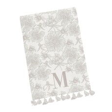 Mary Square Initial Floral Tea Towel with Tassels