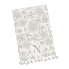 Mary Square Initial Floral Tea Towel with Tassels