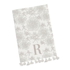 Mary Square Initial Floral Tea Towel with Tassels