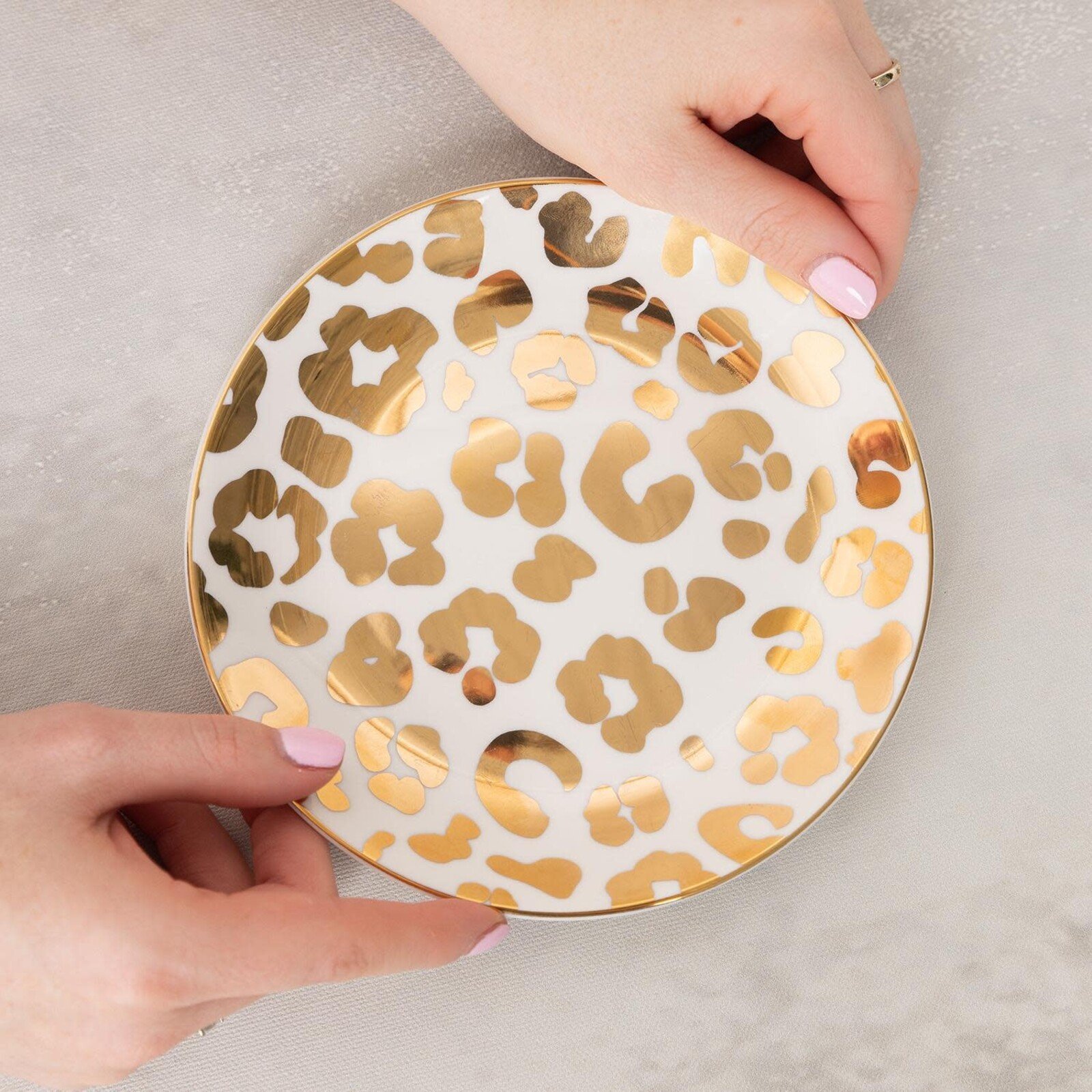 Mary Square Appetizer Plate Gold Leopard   47865 loading=