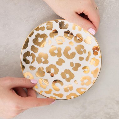 Mary Square Appetizer Plate Gold Leopard   47865