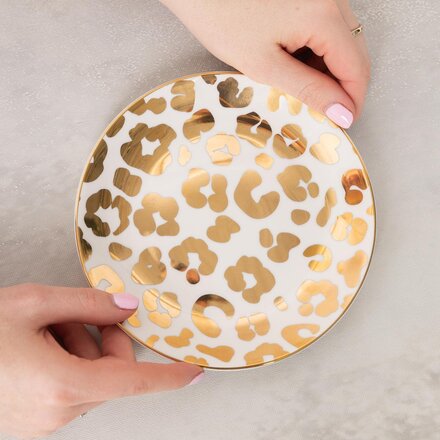 Mary Square Appetizer Plate Gold Leopard   47865