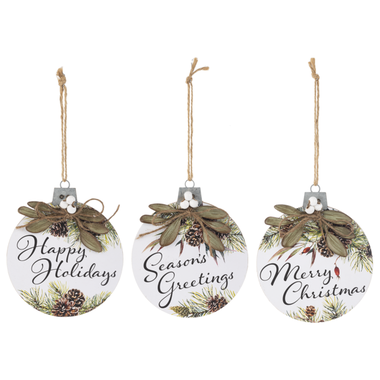 Ganz Christmas Text Ornament with Mistletoe Attachment   CX186704