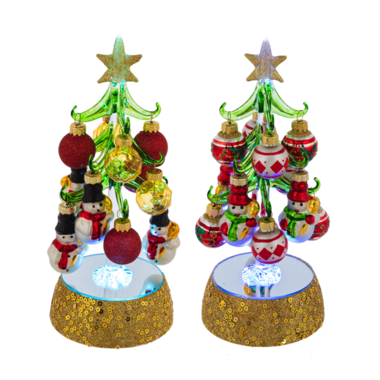 Ganz Light Up Christmas Tree with Snowmen   8"    EX24830