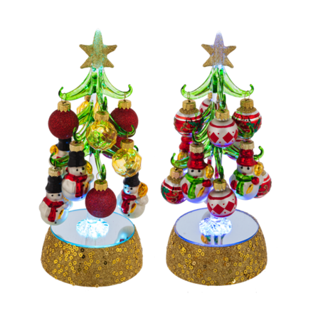 Ganz Light Up Christmas Tree with Snowmen   8"    EX24830