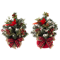 Kissing Krystals Mini Cardinal Evergreen Trees  8"   KK659