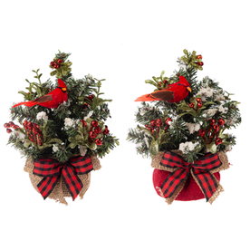 Kissing Krystals Mini Cardinal Evergreen Trees  8"   KK659