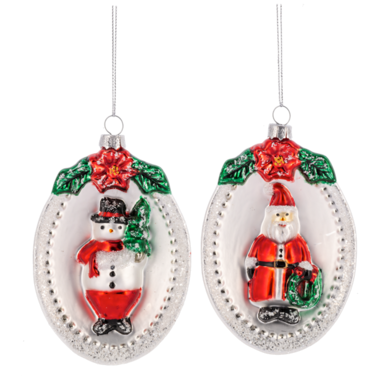 Ganz Santa & Snowman Plaque Ornament  MX192233