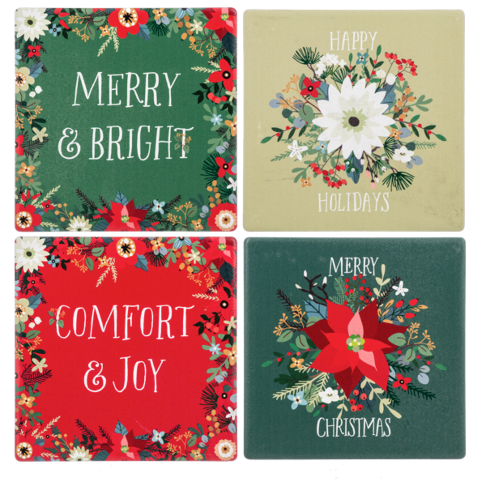 Ganz Christmas Botanical Message Coaster Set    MX192254 loading=