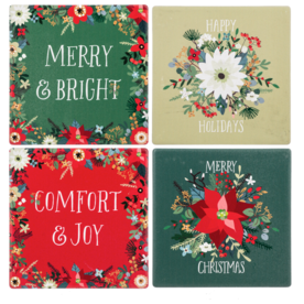 Ganz Christmas Botanical Message Coaster Set    MX192254