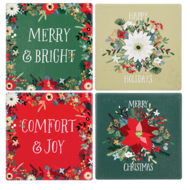 Ganz Christmas Botanical Message Coaster Set    MX192254