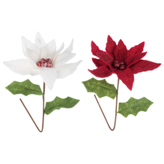 Ganz Red & White Poinsettia Picks     MX193501