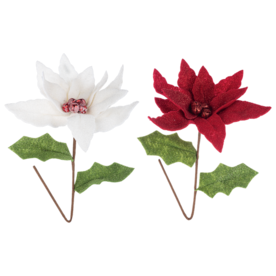 Ganz Red & White Poinsettia Picks     MX193501
