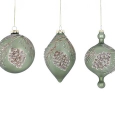 Burton + Burton GLASS ORNAMENT GREEN PINECONE DESIGN   9748516