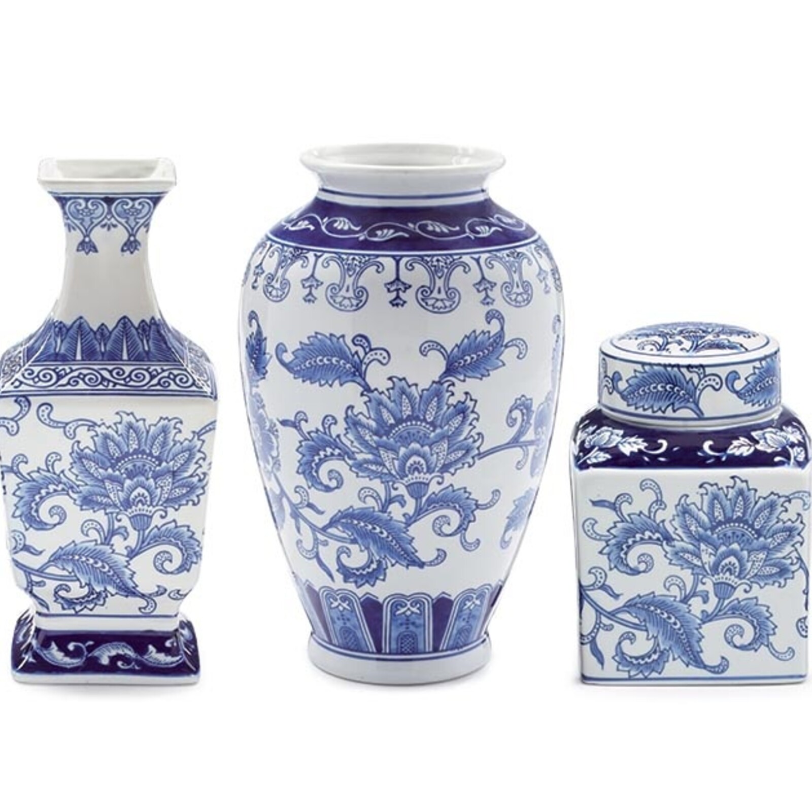 Burton + Burton BLUE FLORAL PORCELAIN  ROUND VASE  LARGE  9748543L loading=