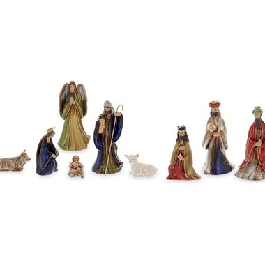 Burton + Burton COLORFUL 9 PIECE NATIVITY SET WITH GOLD  9748721