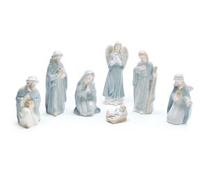 7 PIECE BLUE CERAMIC NATIVITY SET 9748732 - The Gallery 1104
