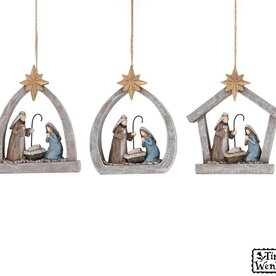 Burton + Burton DIVINE NIGHT RESIN HOLY FAMILY ORNAMENT      9748799