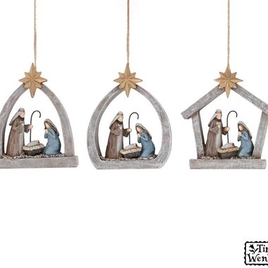 Burton + Burton DIVINE NIGHT RESIN HOLY FAMILY ORNAMENT      9748799