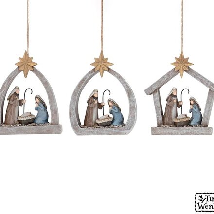 Burton + Burton DIVINE NIGHT RESIN HOLY FAMILY ORNAMENT      9748799