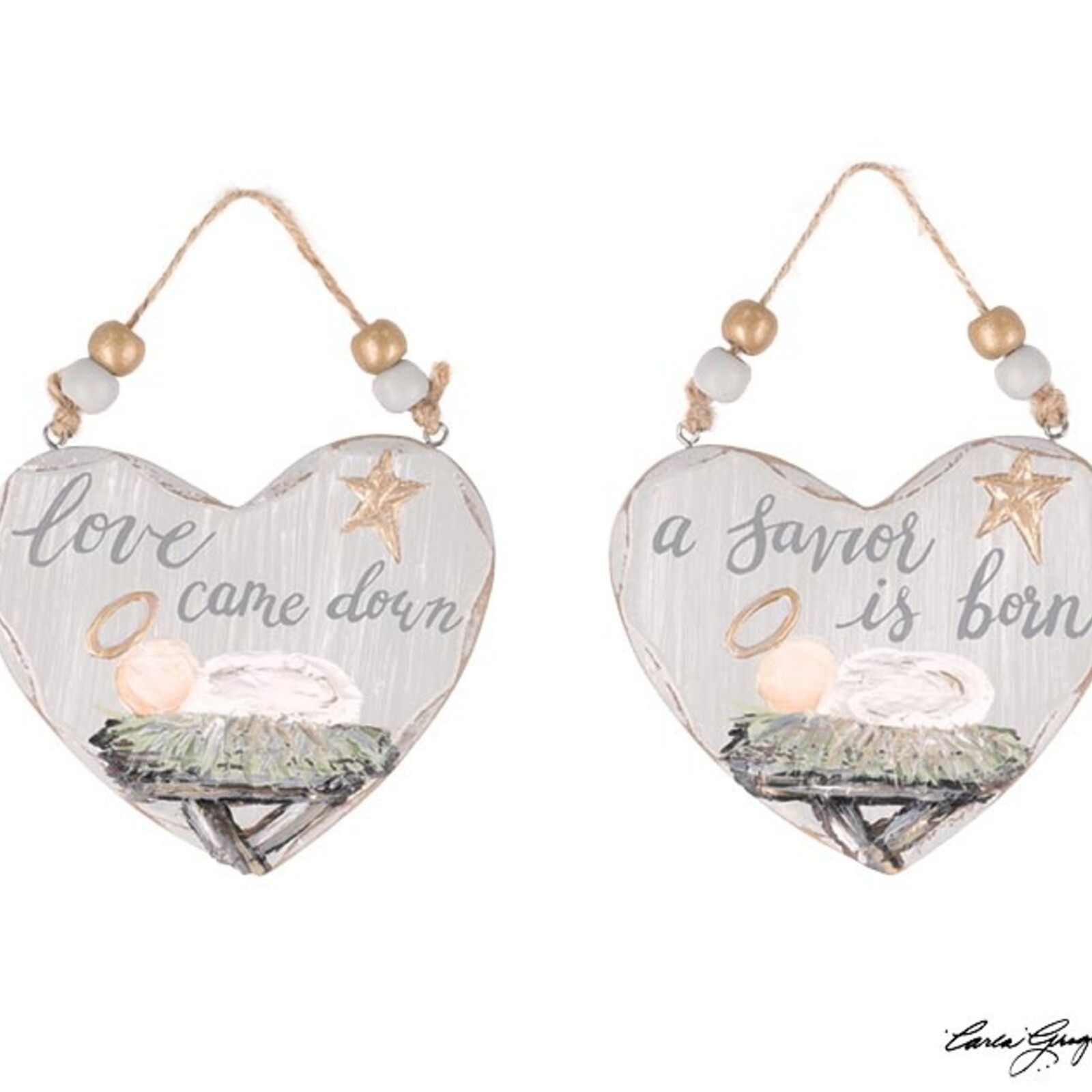 Burton + Burton BABY JESUS WOOD HEART ORNAMENT  2094186 loading=