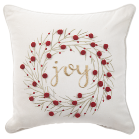 Ganz Embroidered Wreath Throw Pillow -Joy   MX193952