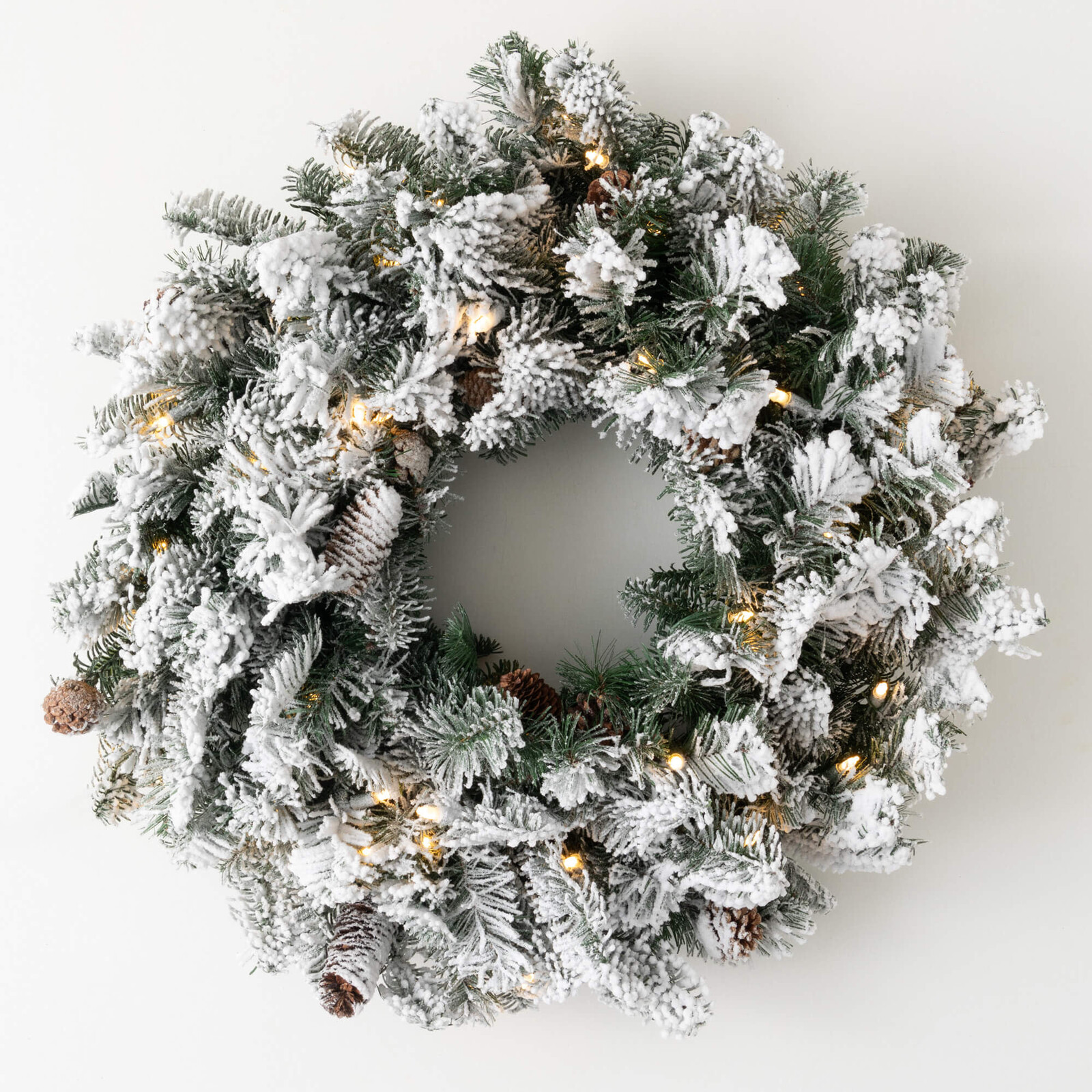 Sullivans 25" LIT FLOCKED PINE WREATH    WR992 loading=