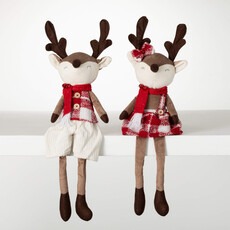 Sullivans PLUSH PLAID REINDEER FIGURINE   PN4035