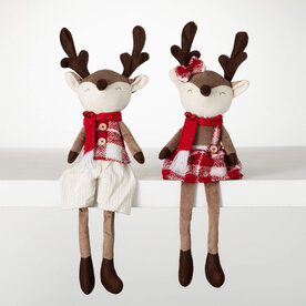 Sullivans PLUSH PLAID REINDEER FIGURINE   PN4035