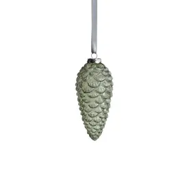 Zodax Pine Cone Glass Ornament with Glitter - Green - Small    CH-6427