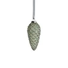 Zodax Pine Cone Glass Ornament with Glitter -Green- Medium    CH-6428