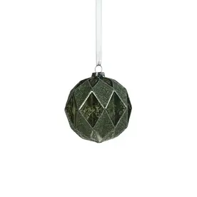 Zodax Harlequin Glass Ball Ornament - Tonal Green - 4 in   CH-7170