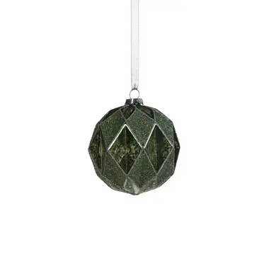 Zodax Harlequin Glass Ball Ornament - Tonal Green - 4 in   CH-7170