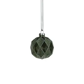 Zodax Harlequin Glass Ball Ornament - Tonal Green - 3.25 in   CH-7169