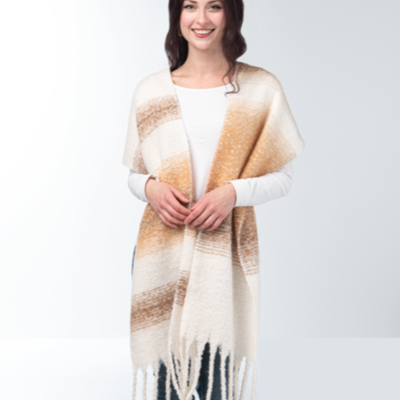 Simply Noelle Brushed Striped Wrap Scarf      FSCV219 loading=