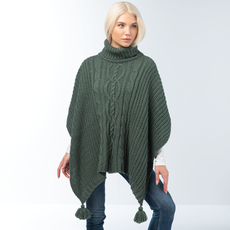 Simply Noelle Cowl Neck Cable Knit Poncho    FPNCH204